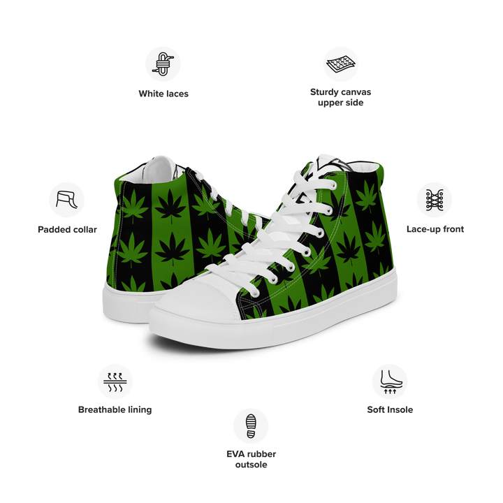 Sneakers alte in tela da uomo CANNABIS VERDI - Gufetto Brand 