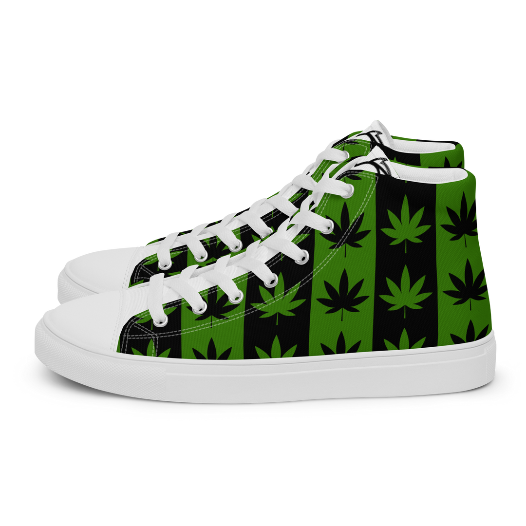 Sneakers alte in tela da uomo CANNABIS VERDI - Gufetto Brand 