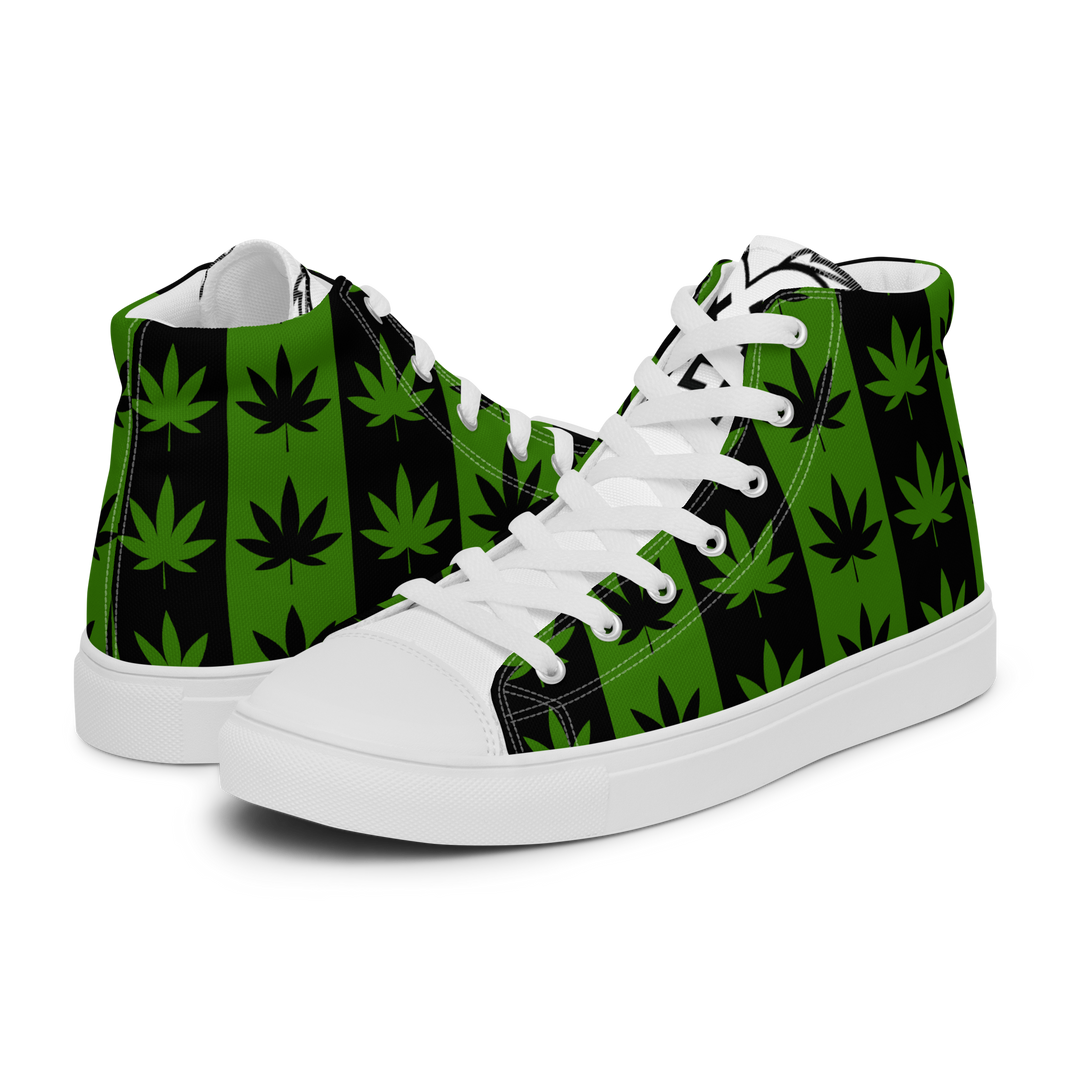 Sneakers alte in tela da uomo CANNABIS VERDI - Gufetto Brand 