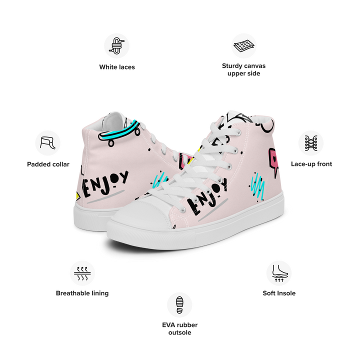 Sneakers alte in tela da uomo PINK ENJOY - Gufetto Brand 