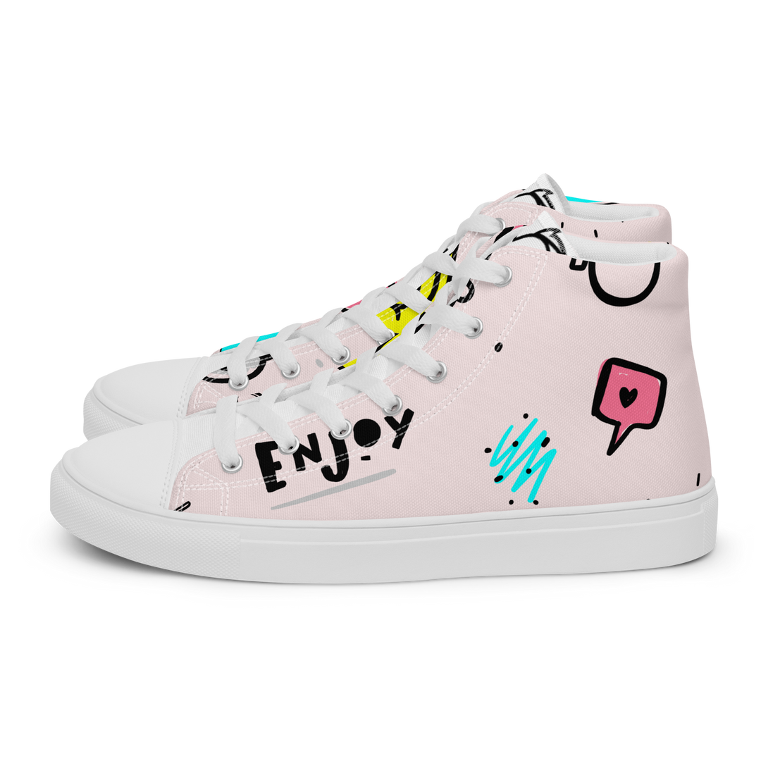 Sneakers alte in tela da uomo PINK ENJOY - Gufetto Brand 