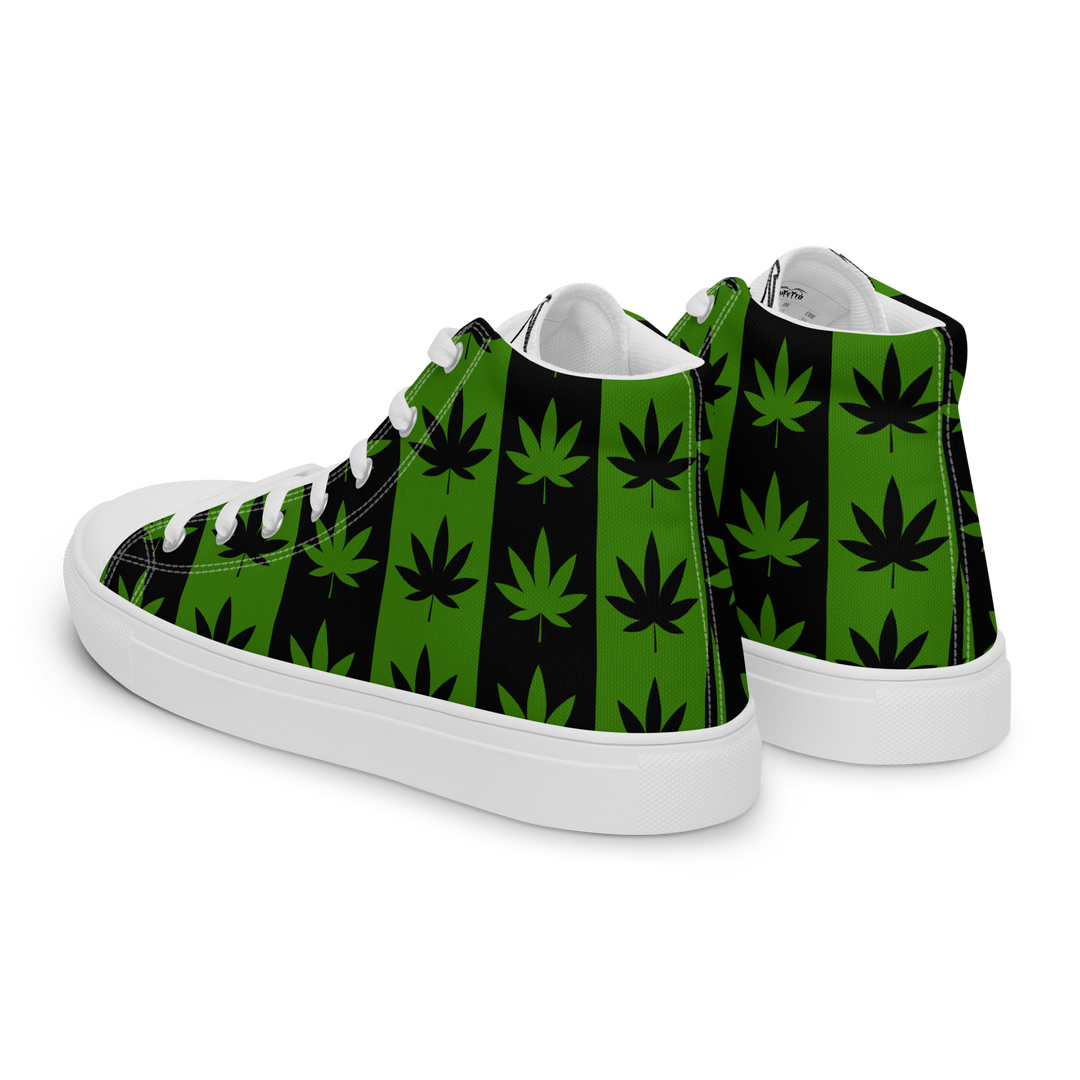 Sneakers alte in tela da uomo CANNABIS VERDI - Gufetto Brand 