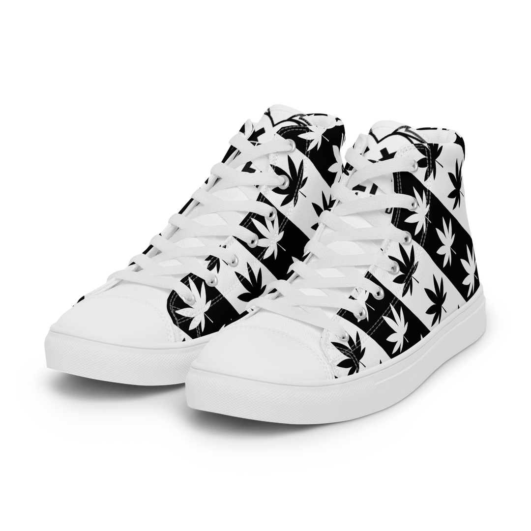 Sneakers alte in tela da uomo CANNABIS B/W - Gufetto Brand 