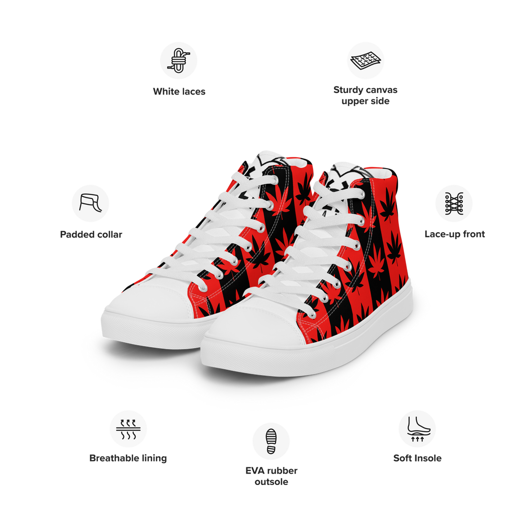 Sneakers alte in tela da uomo CANNABIS ROSSE - Gufetto Brand 