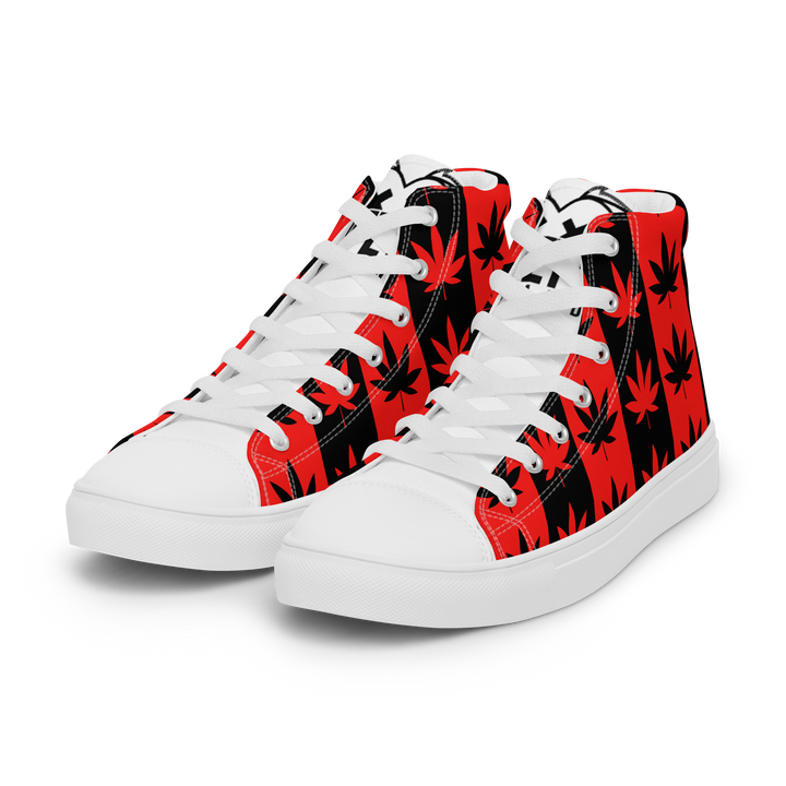 Sneakers alte in tela da uomo CANNABIS ROSSE - Gufetto Brand 