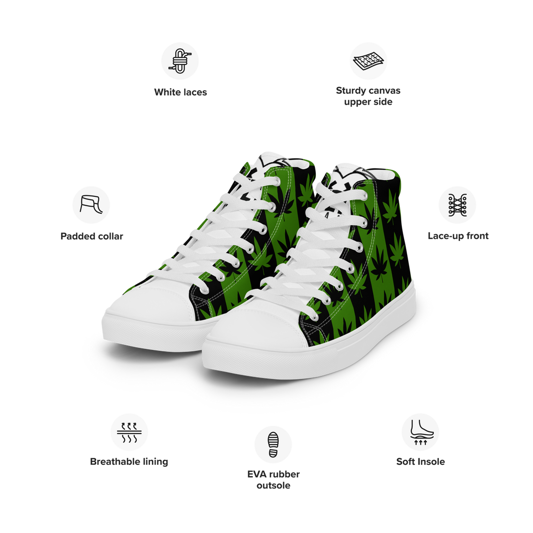 Sneakers alte in tela da uomo CANNABIS VERDI - Gufetto Brand 