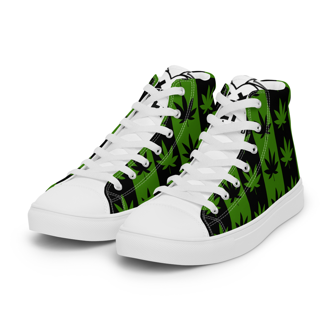 Sneakers alte in tela da uomo CANNABIS VERDI - Gufetto Brand 