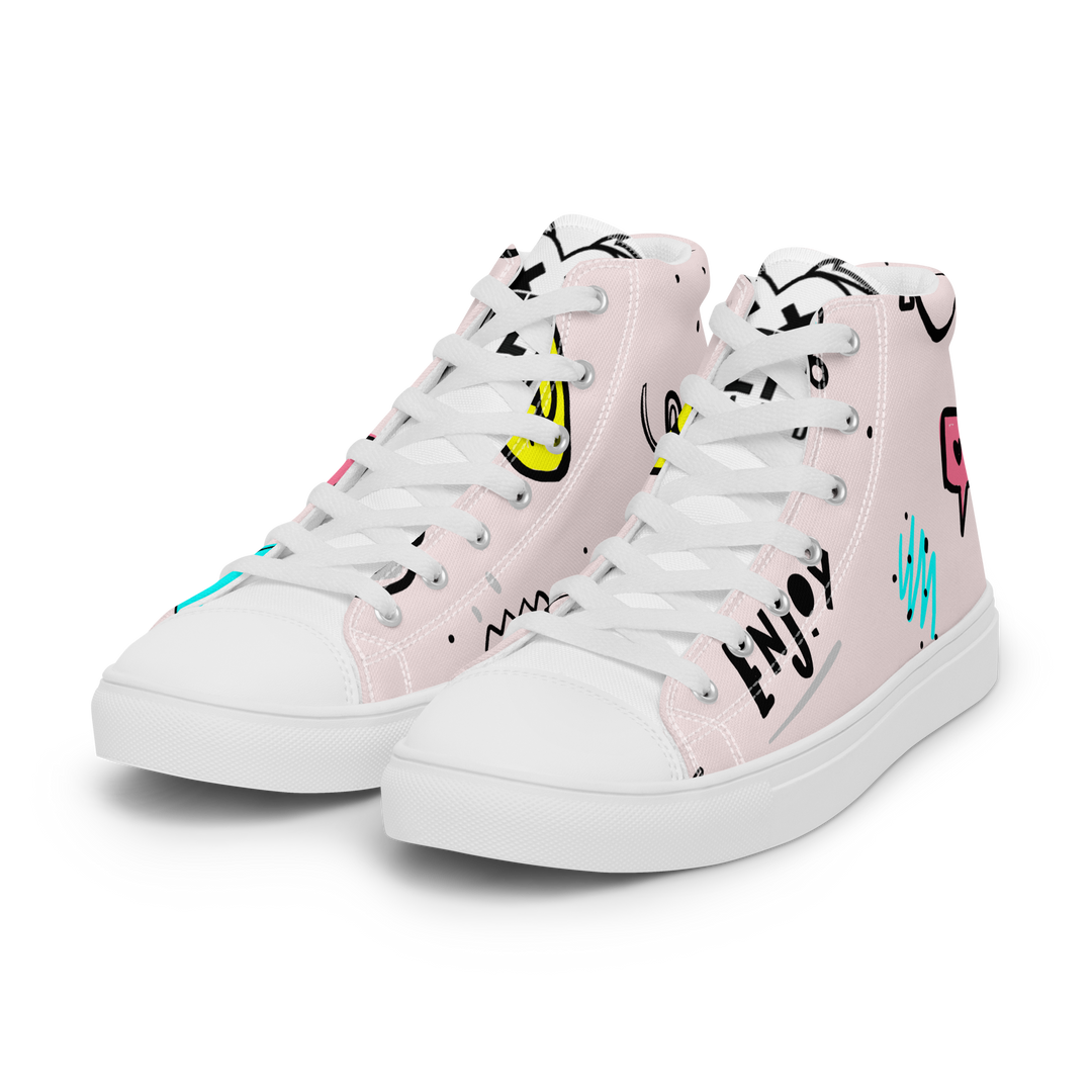 Sneakers alte in tela da uomo PINK ENJOY - Gufetto Brand 