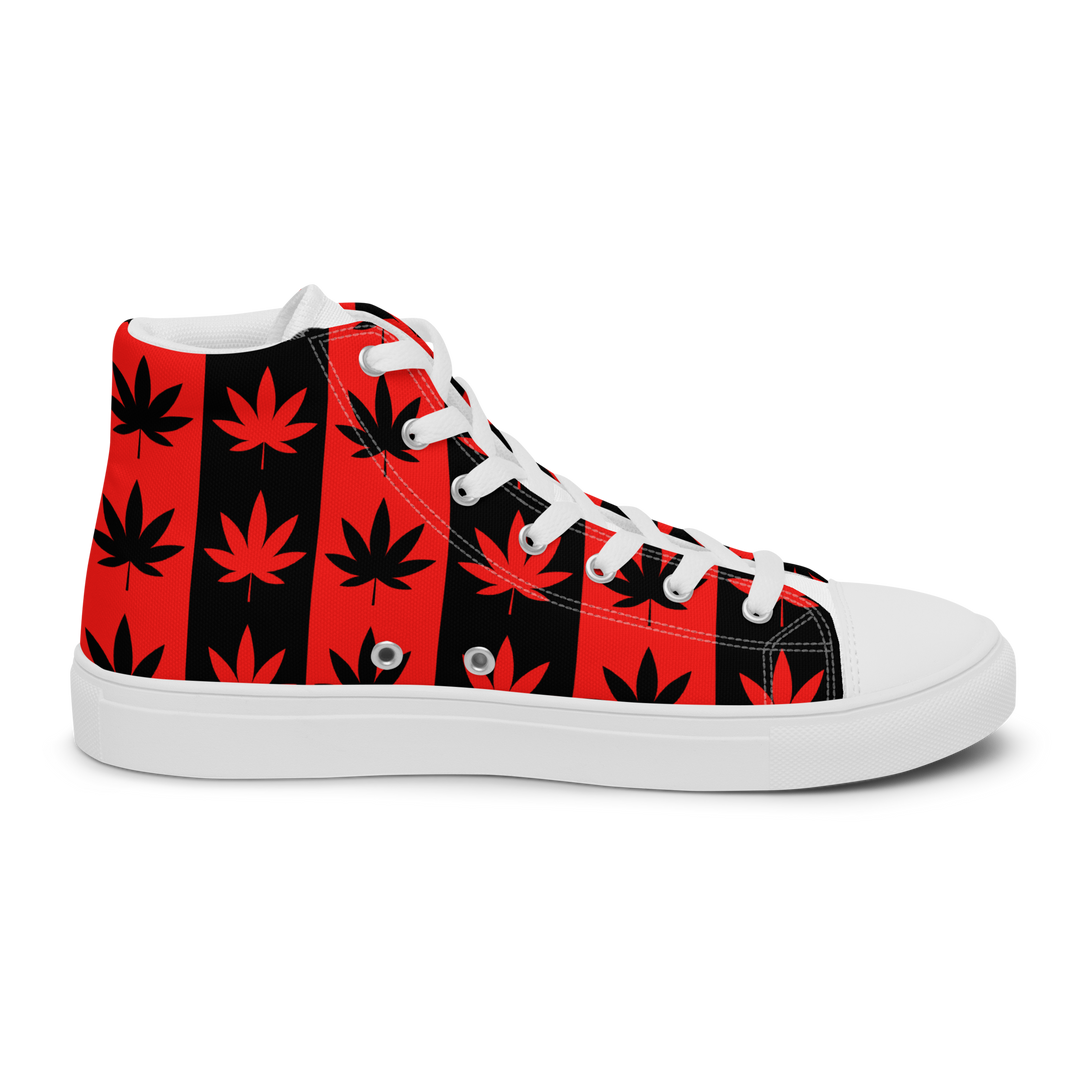 Sneakers alte in tela da uomo CANNABIS ROSSE - Gufetto Brand 