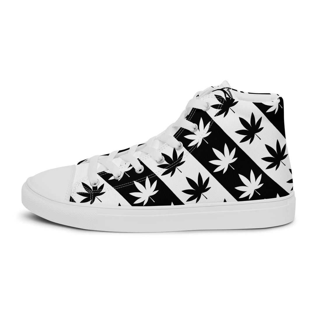 Sneakers alte in tela da uomo CANNABIS B/W - Gufetto Brand 