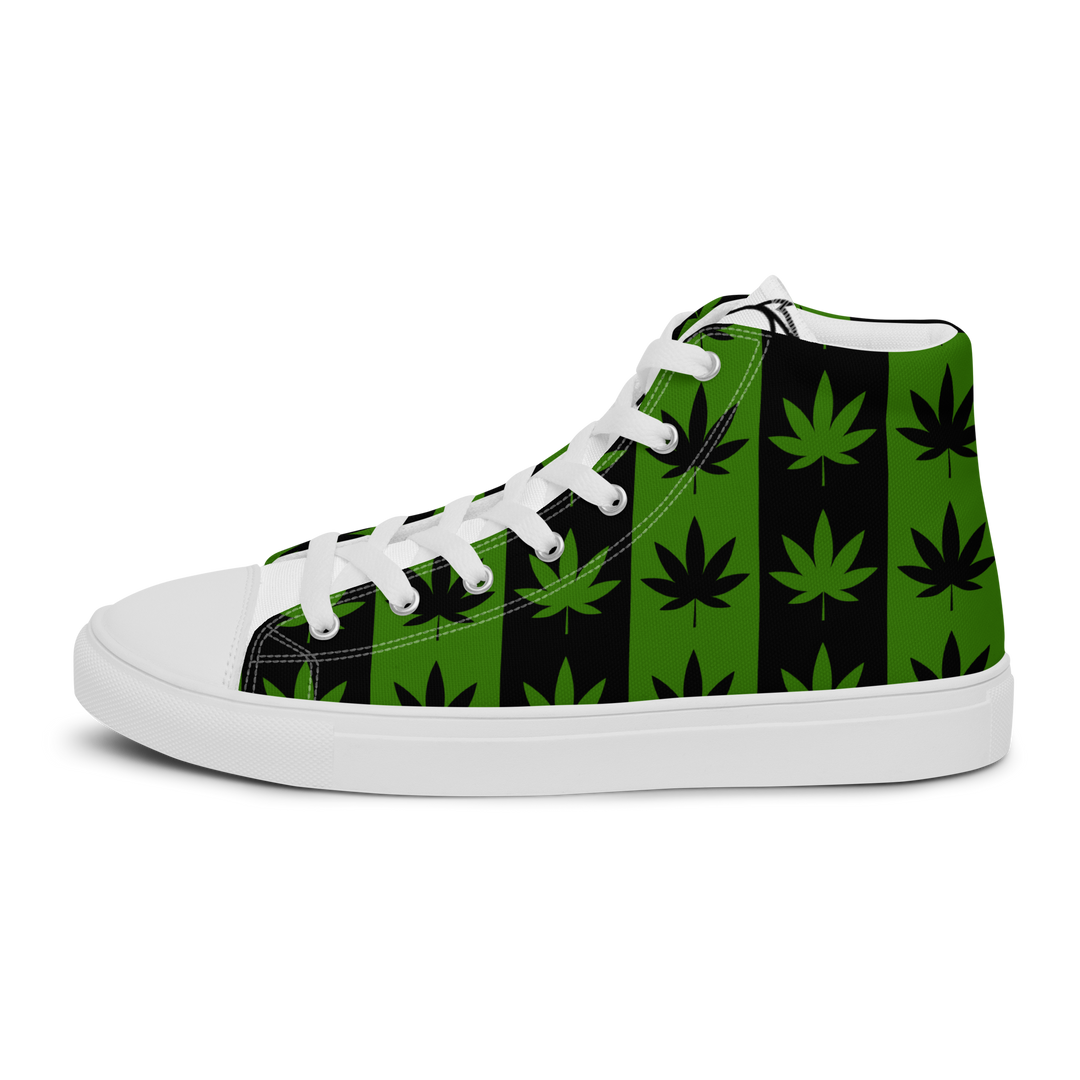 Sneakers alte in tela da uomo CANNABIS VERDI - Gufetto Brand 