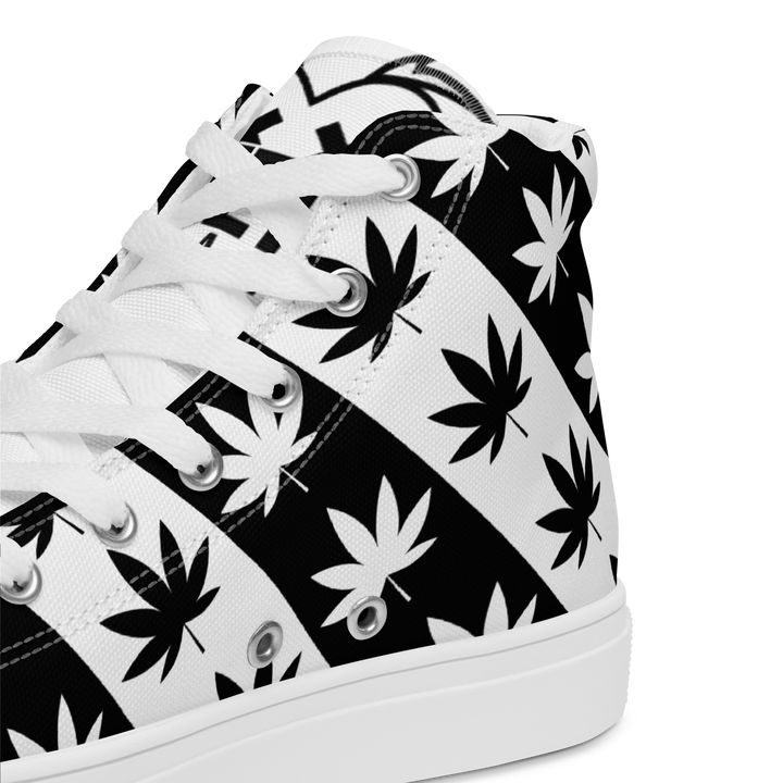 Sneakers alte in tela da uomo CANNABIS B/W - Gufetto Brand 