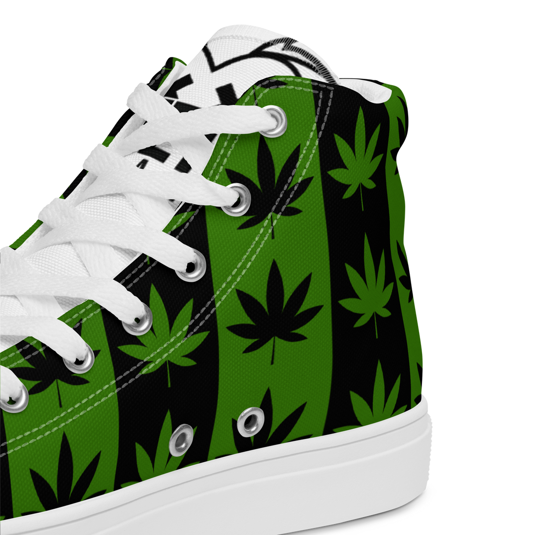 Sneakers alte in tela da uomo CANNABIS VERDI - Gufetto Brand 