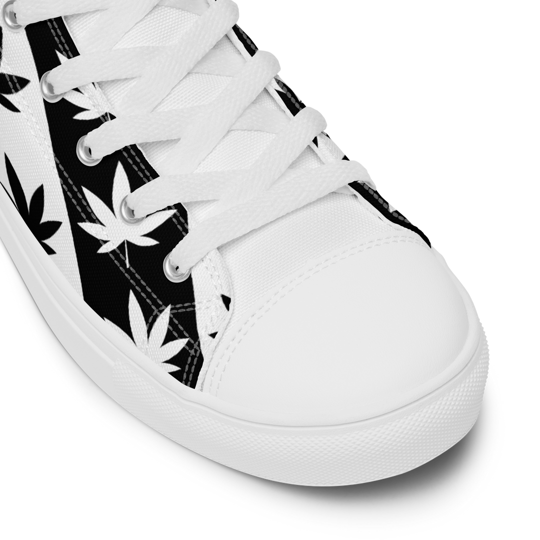 Sneakers alte in tela da uomo CANNABIS B/W - Gufetto Brand 