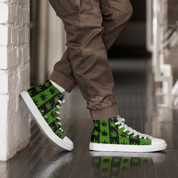 Sneakers alte in tela da uomo CANNABIS VERDI - Gufetto Brand 