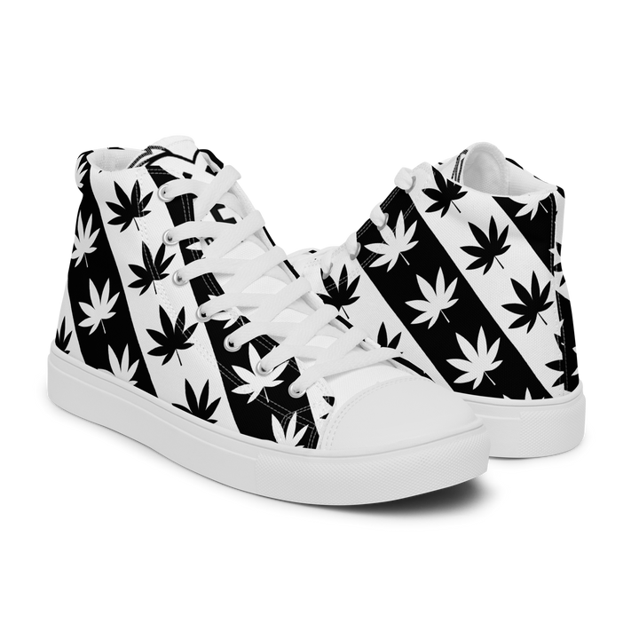 Sneakers alte in tela da uomo CANNABIS B/W - Gufetto Brand 