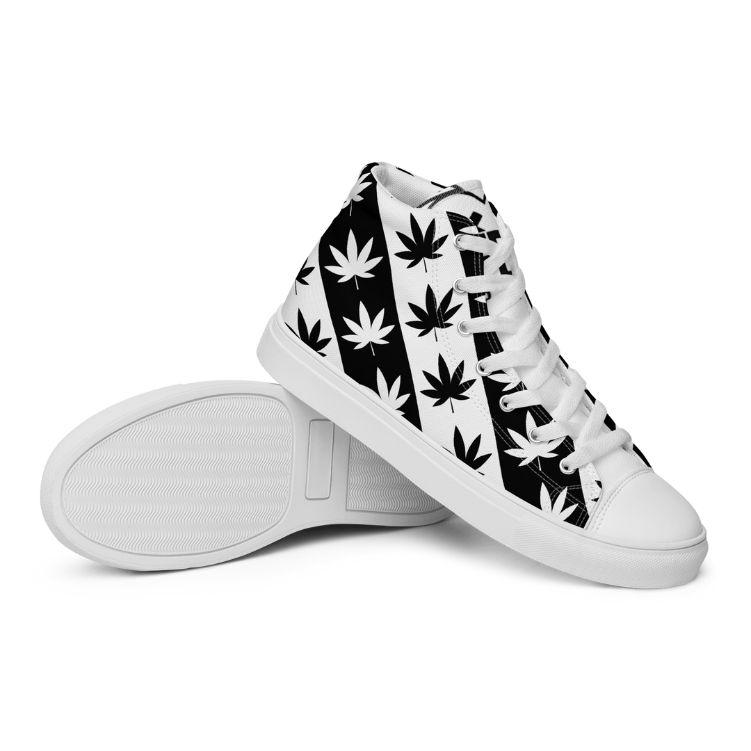 Sneakers alte in tela da uomo CANNABIS B/W - Gufetto Brand 