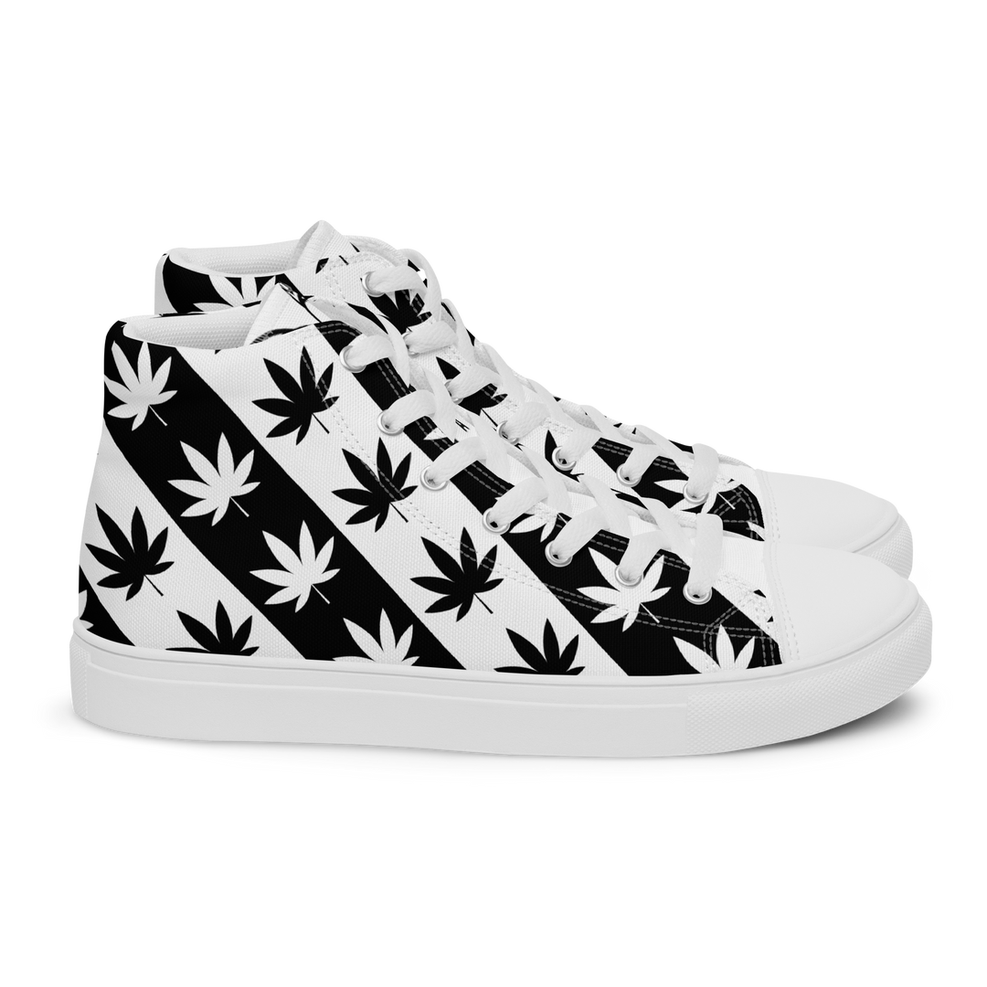 Sneakers alte in tela da uomo CANNABIS B/W - Gufetto Brand 