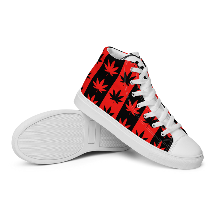 Sneakers alte in tela da uomo CANNABIS ROSSE - Gufetto Brand 