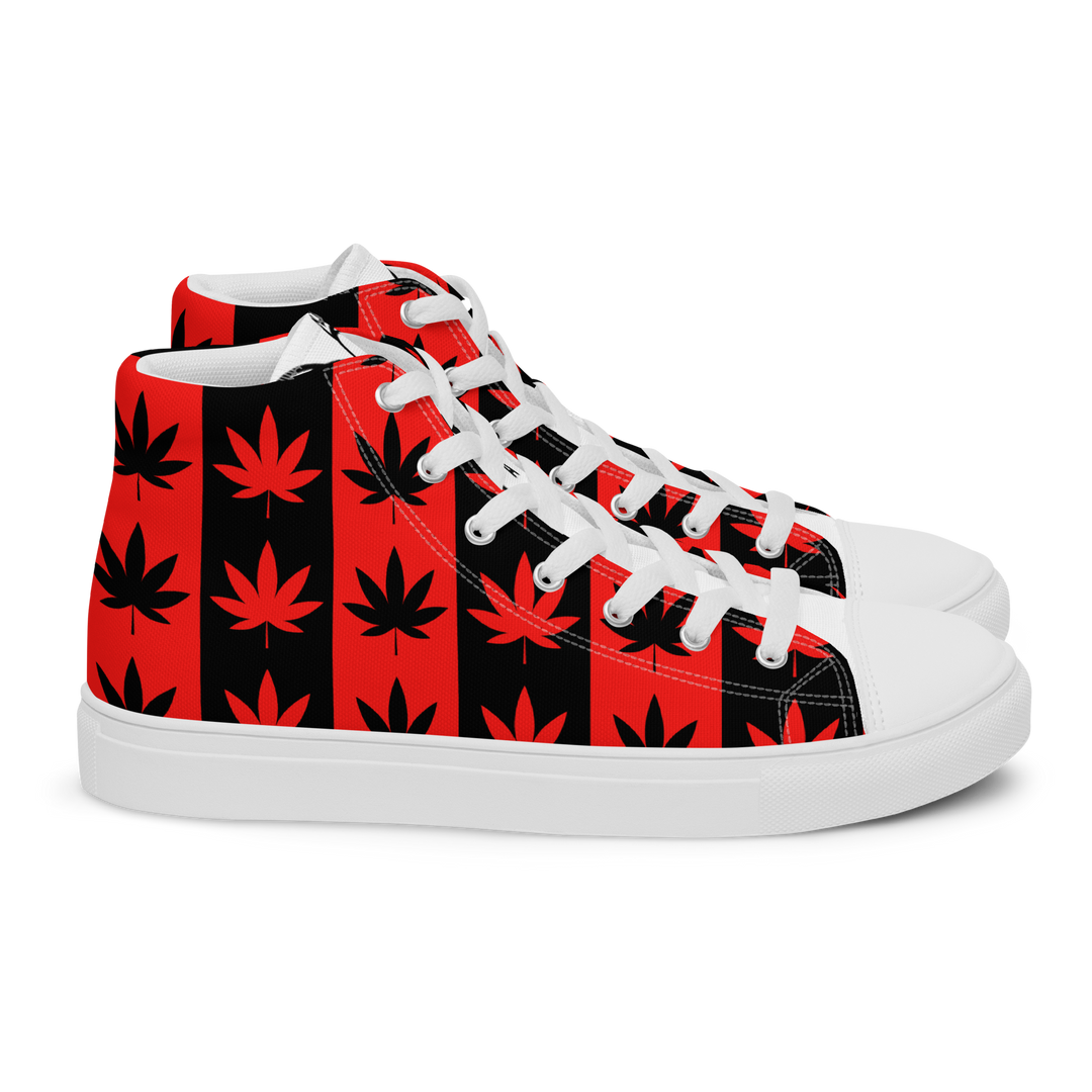 Sneakers alte in tela da uomo CANNABIS ROSSE - Gufetto Brand 