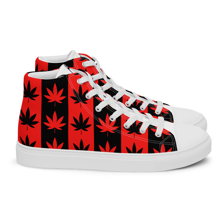 Sneakers alte in tela da uomo CANNABIS ROSSE - Gufetto Brand 