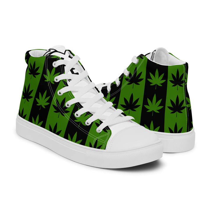 Sneakers alte in tela da uomo CANNABIS VERDI - Gufetto Brand 