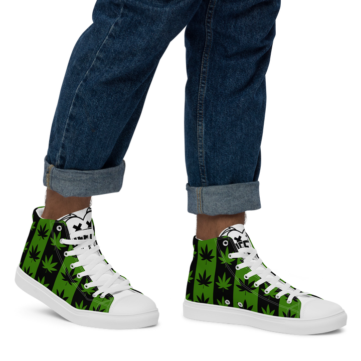 Sneakers alte in tela da uomo CANNABIS VERDI - Gufetto Brand 