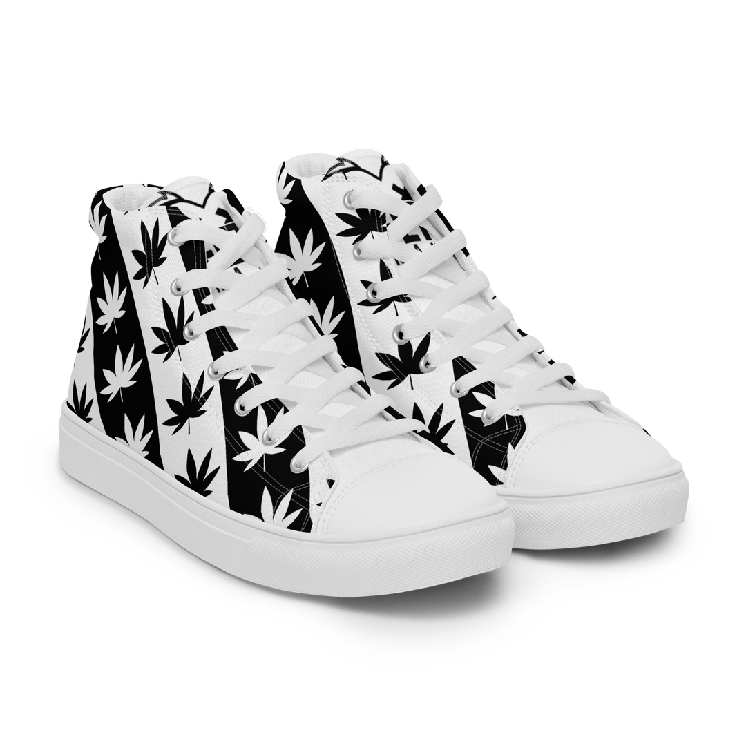 Sneakers alte in tela da uomo CANNABIS B/W - Gufetto Brand 