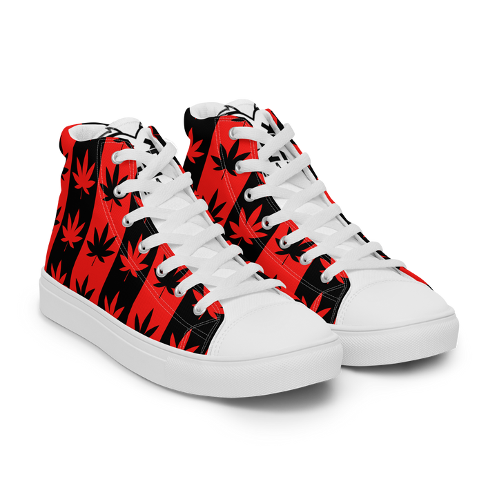 Sneakers alte in tela da uomo CANNABIS ROSSE - Gufetto Brand 