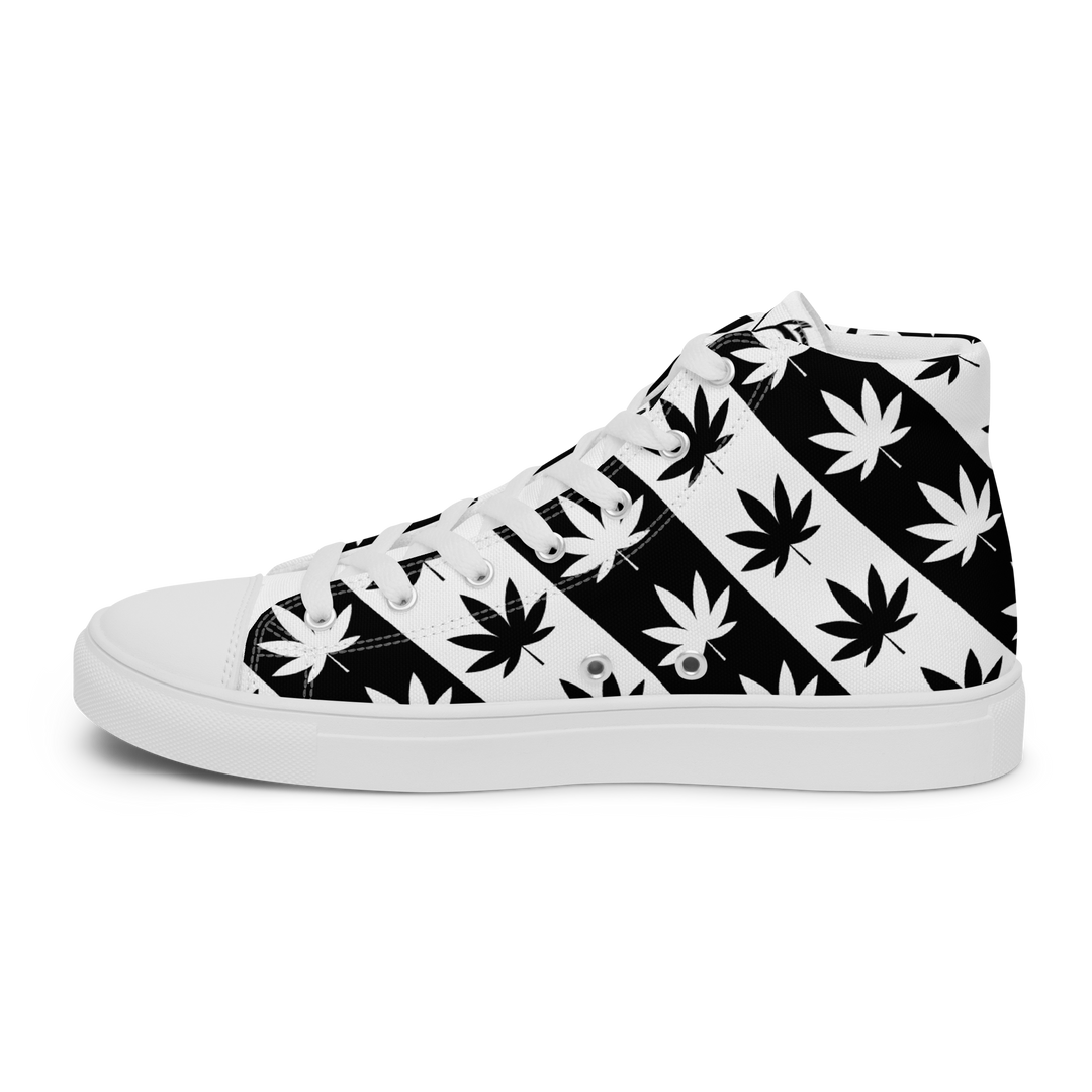 Sneakers alte in tela da uomo CANNABIS B/W - Gufetto Brand 