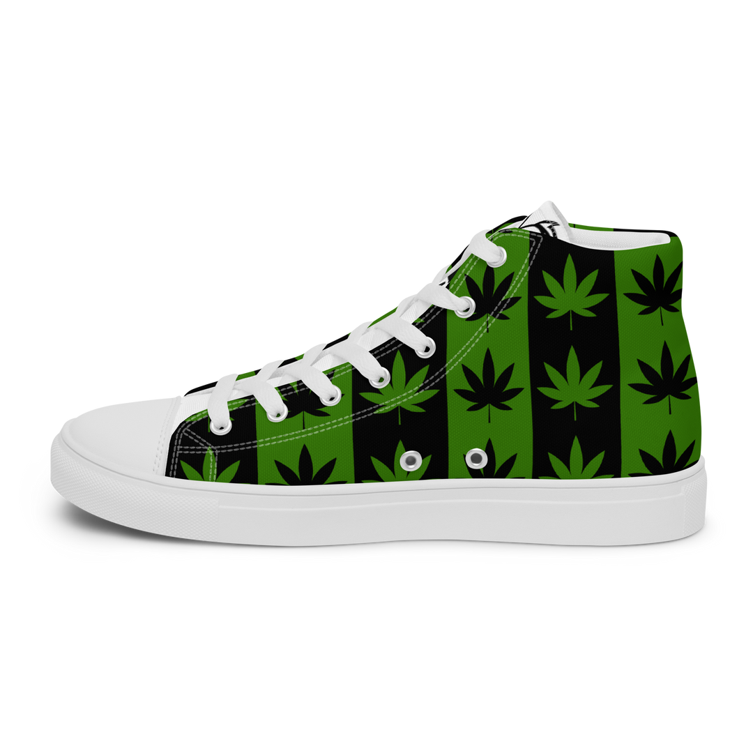 Sneakers alte in tela da uomo CANNABIS VERDI - Gufetto Brand 