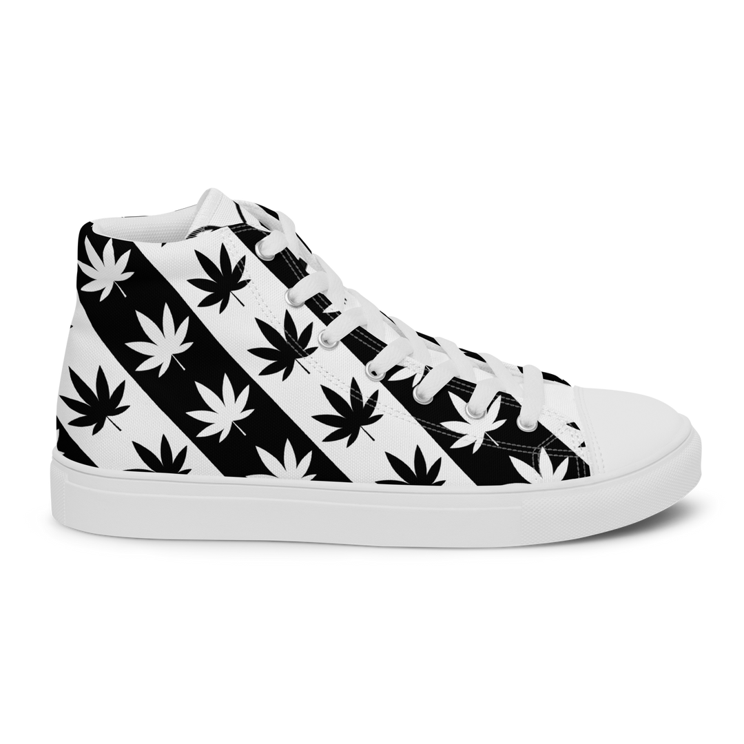 Sneakers alte in tela da uomo CANNABIS B/W - Gufetto Brand 