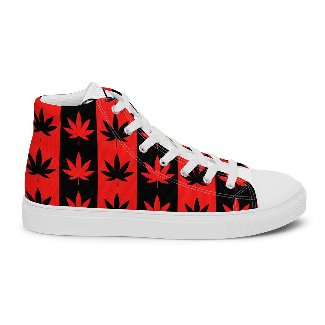 Sneakers alte in tela da uomo CANNABIS ROSSE - Gufetto Brand 