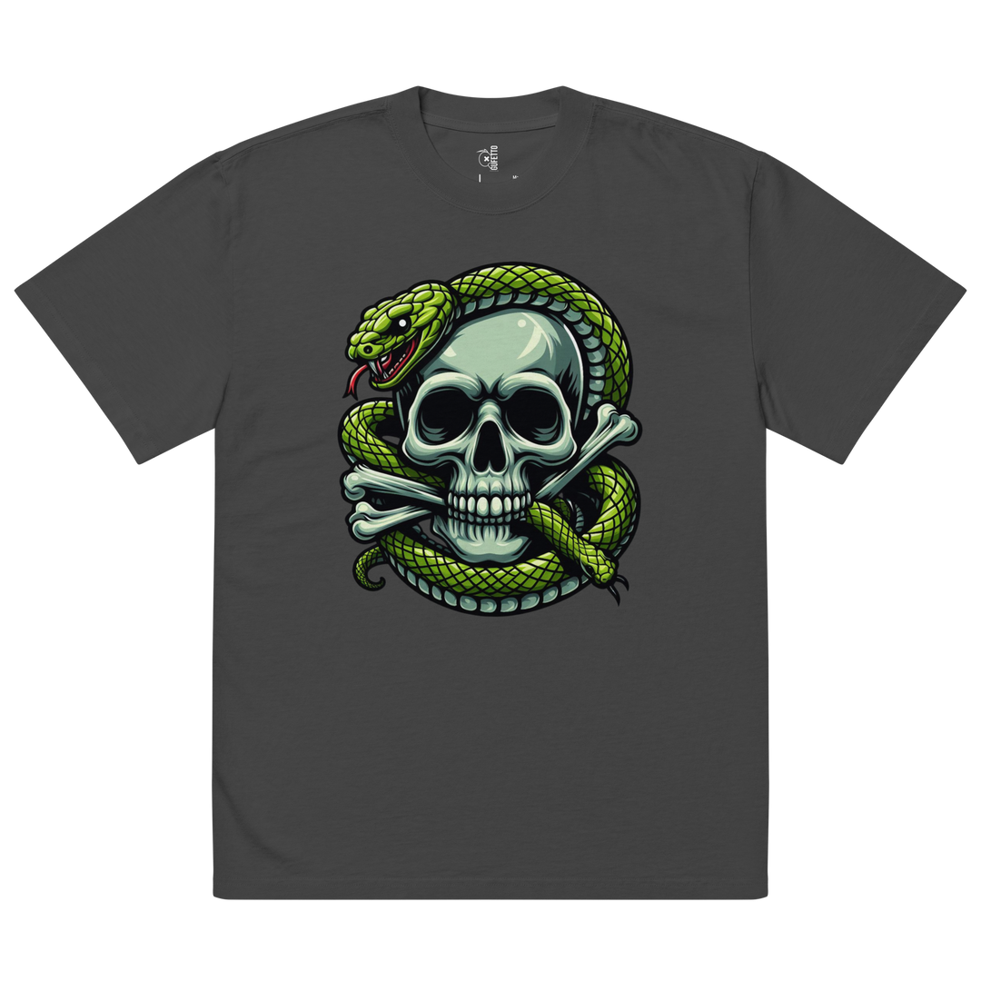 T-shirt sbiadita oversize SKULL DARK SNAKE ONE - Gufetto Brand 