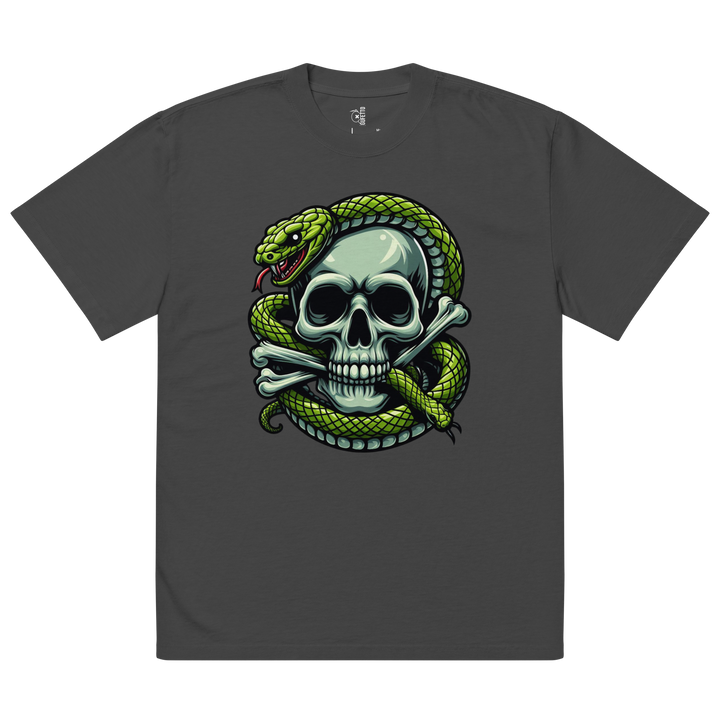 T-shirt sbiadita oversize SKULL DARK SNAKE ONE - Gufetto Brand 