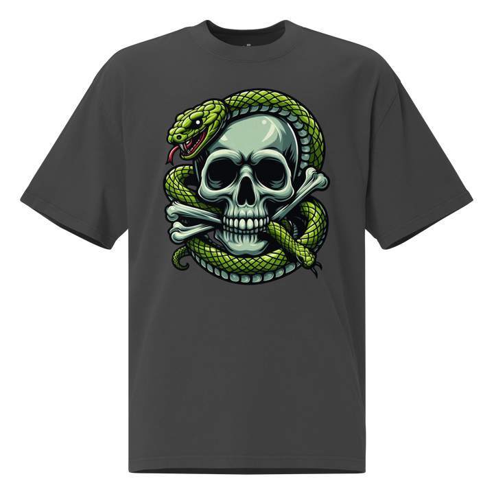 T-shirt sbiadita oversize SKULL DARK SNAKE ONE - Gufetto Brand 