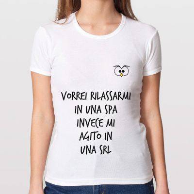 T-shirt Donna Vorrei Rilassarmi... White Edition - Gufetto Brand 