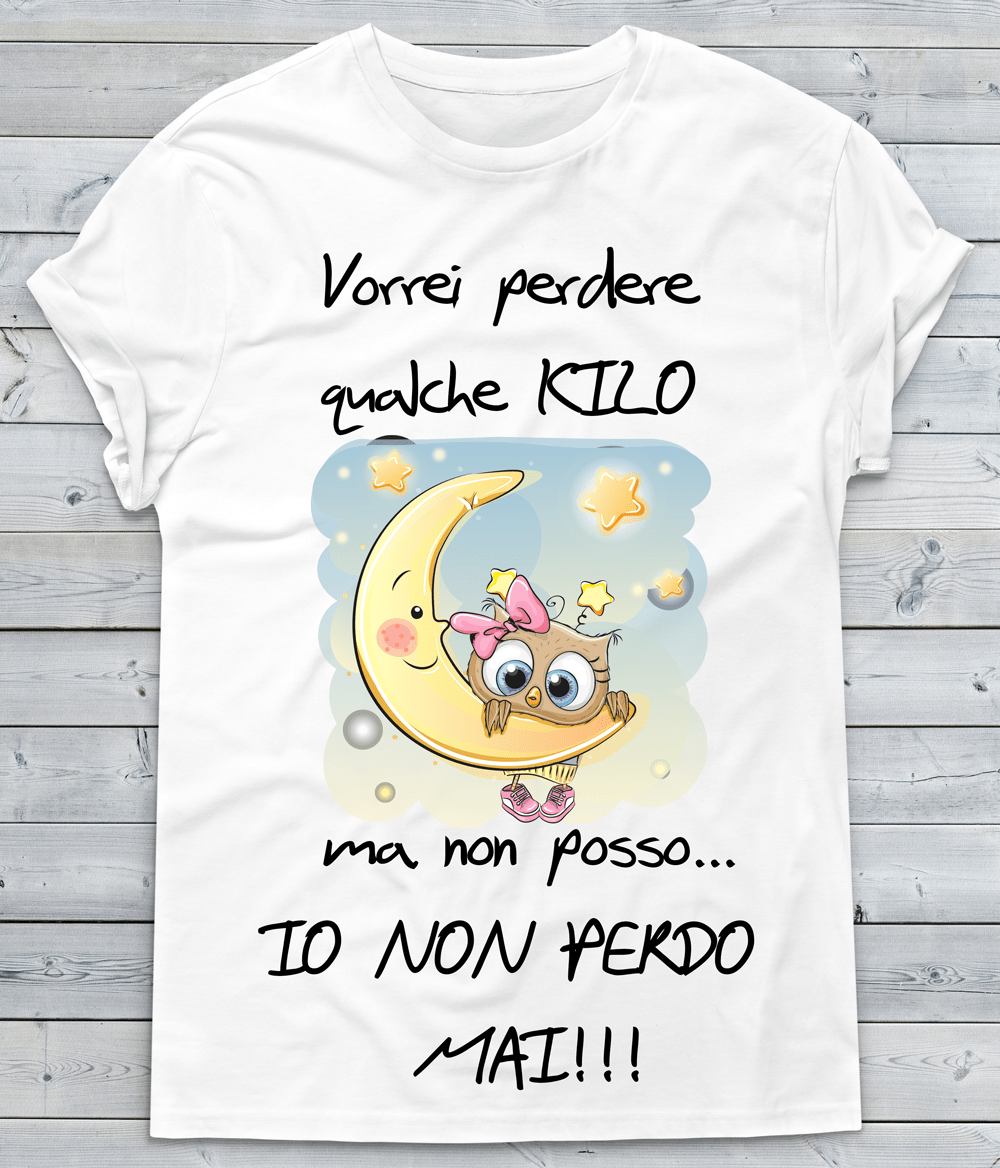 T-shirt Donna Vorrei perdere qualche KILO - Gufetto Brand 