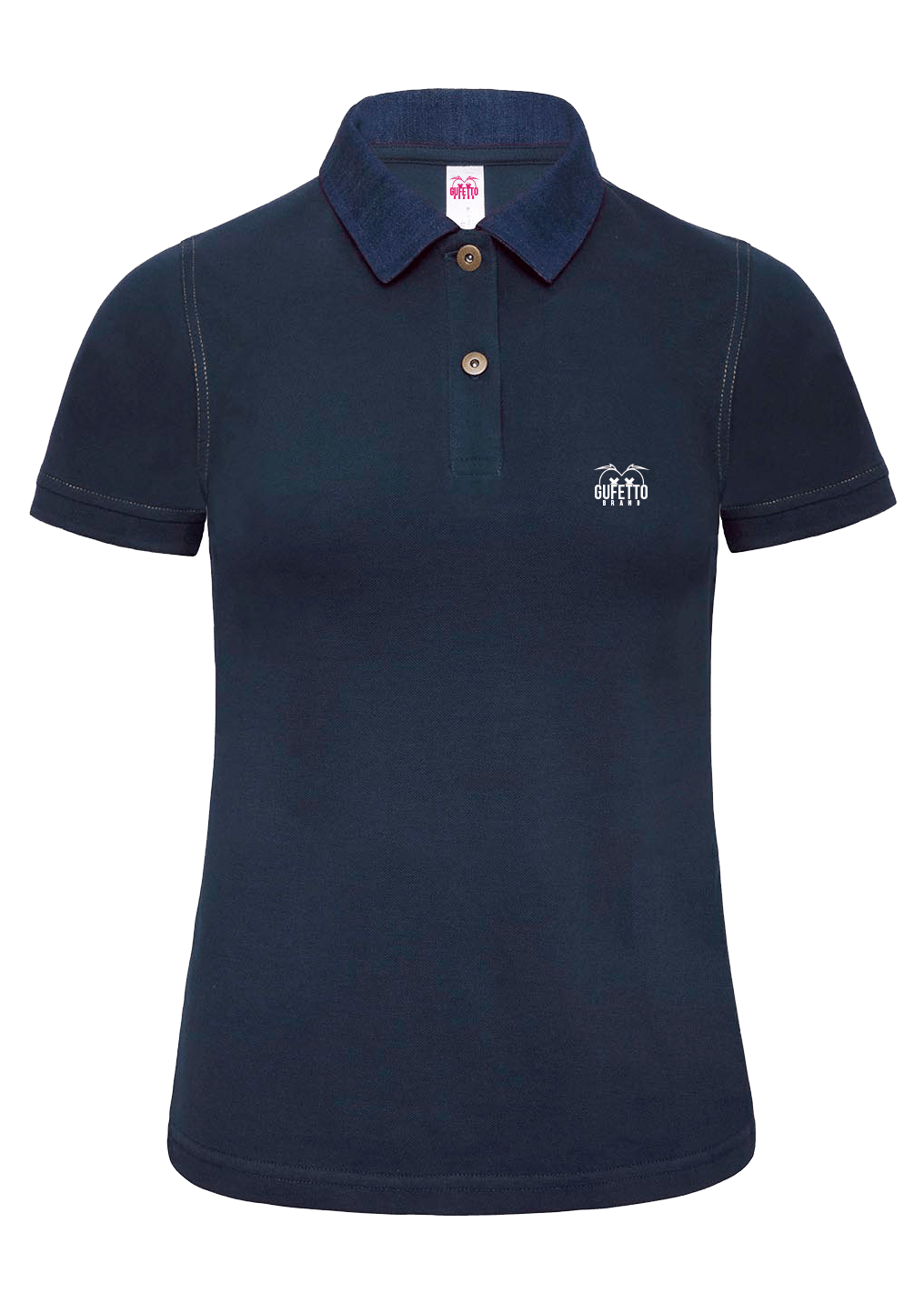 Polo Donna Dnm Blu Logo Bianco Ricamato - Gufetto Brand 