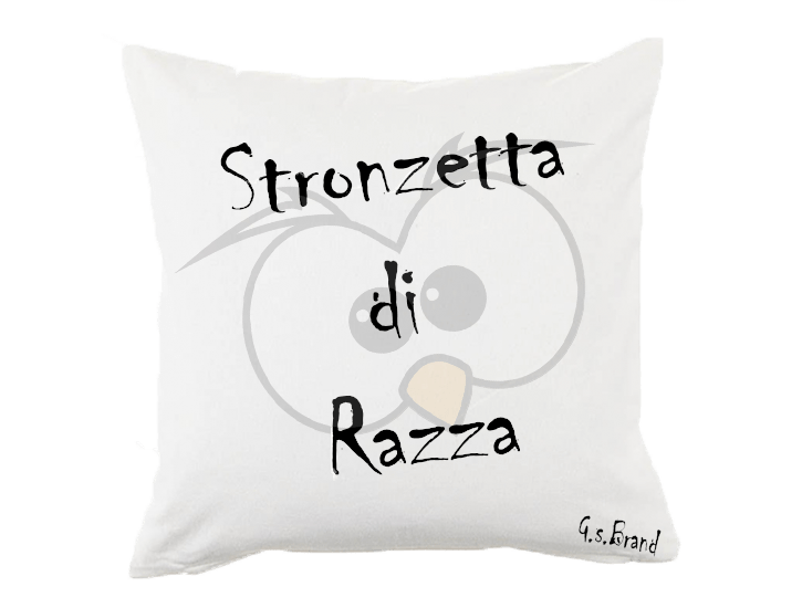 Cuscino Bianco/Rosso Stronzetta di Razza - Gufetto Brand 