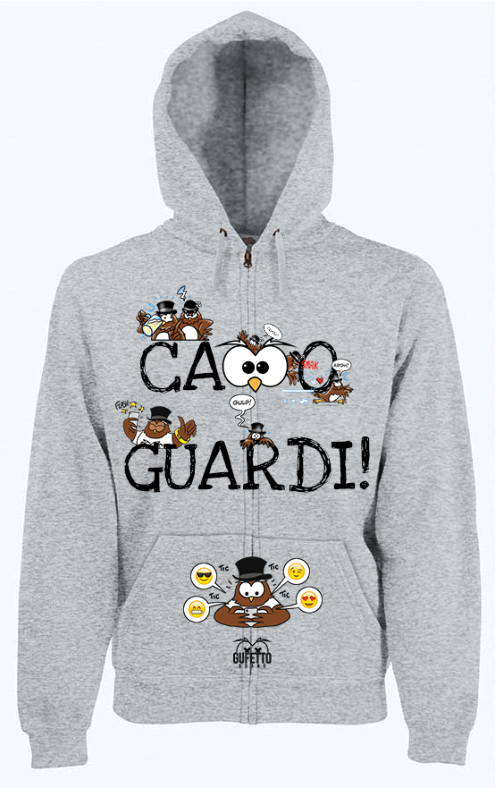 Felpa Zip Grigia Uomo Ca..o Guardi Gufetti Edition - Gufetto Brand 