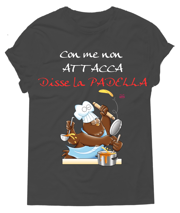 T-shirt Donna In Cucina Con me non Attacca - Gufetto Brand 