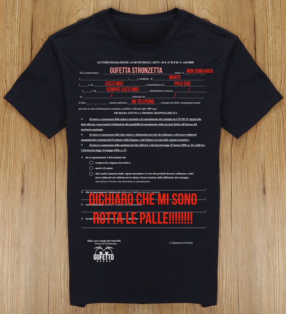 T-shirt Donna Autocertificazione Gufetta ( G74264 ) - Gufetto Brand 