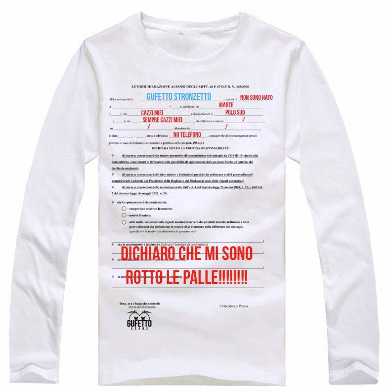 T-shirt Uomo Autocertificazione Gufetto ( G58903 ) - Gufetto Brand 