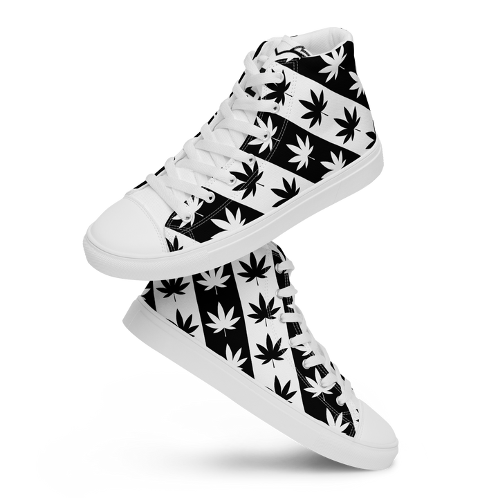 Sneakers alte in tela da donna CANNABIS B/W - Gufetto Brand 