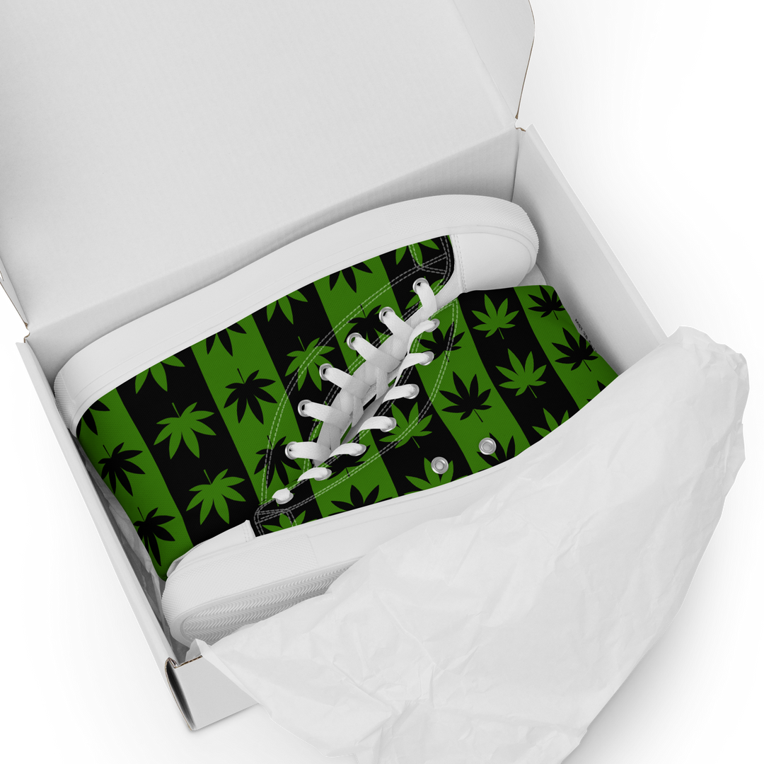 Sneakers alte in tela da donna CANNABIS VERDI - Gufetto Brand 