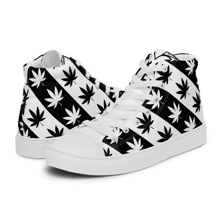 Sneakers alte in tela da donna CANNABIS B/W - Gufetto Brand 