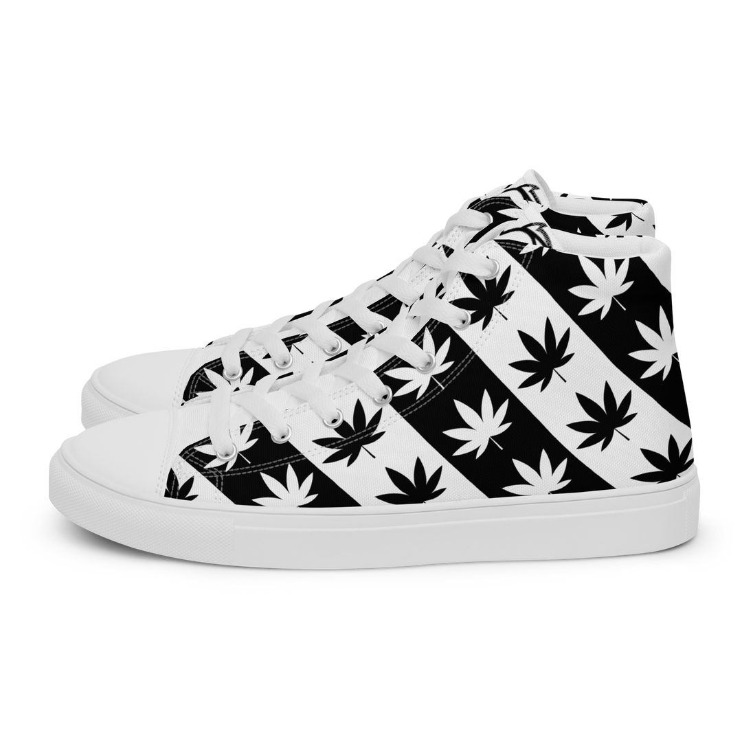 Sneakers alte in tela da donna CANNABIS B/W - Gufetto Brand 