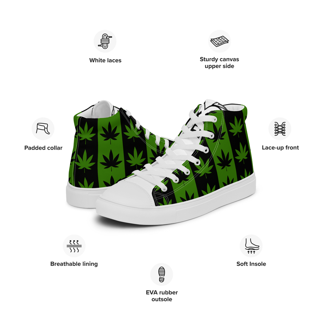 Sneakers alte in tela da donna CANNABIS VERDI - Gufetto Brand 