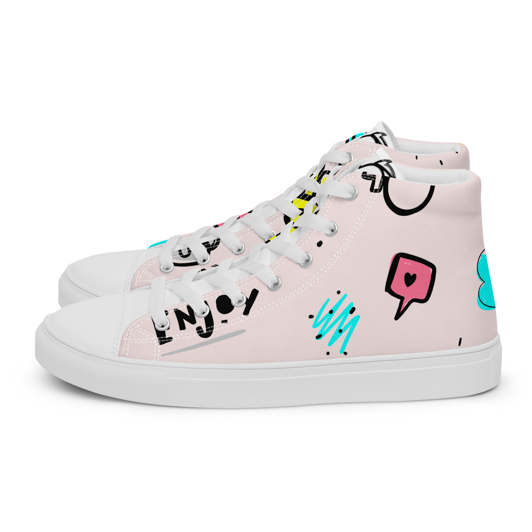 Sneakers alte in tela da donna PINK ENJOY - Gufetto Brand 